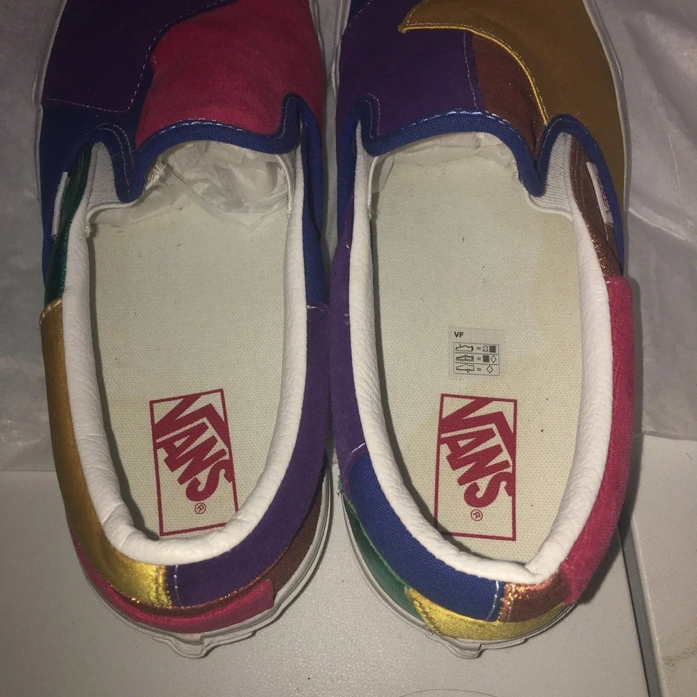 Vans Mardi Gras Patchwork Pride Slip On Colorblock Sneakers Mens 11.5,Women 13